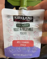 Organic Fruit & Vegetable Pouches Apple Strawberry Spinach