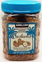 Kirkland dark chocolate toasted coconut cashews net wt