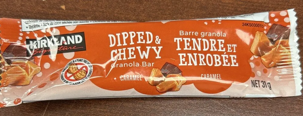 Dipped & Chewy Caramel Granola Bar