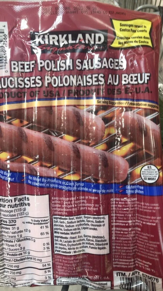 Saucisse polonaise au boeuf