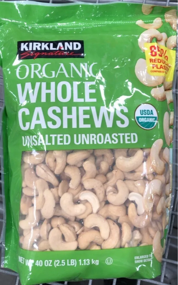 Organic Whole Cashews Unsalted Unroasted