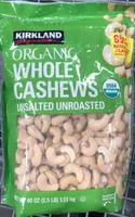 Organic Whole Cashews Unsalted Unroasted