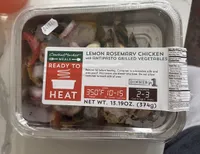 Lemon Rosemary Chicken with anti Pasto Grooved vegetables