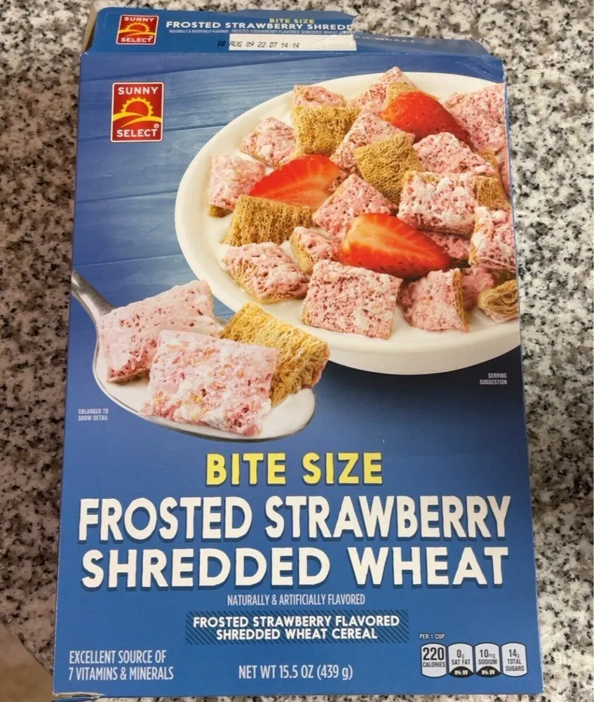 Strawberry frosted bite size shredded wheat