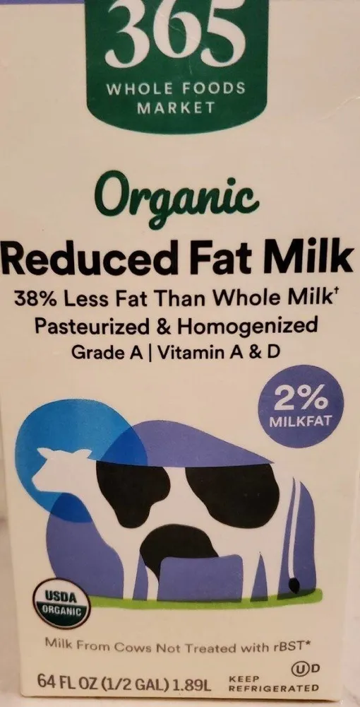 Organic reduced fat milk