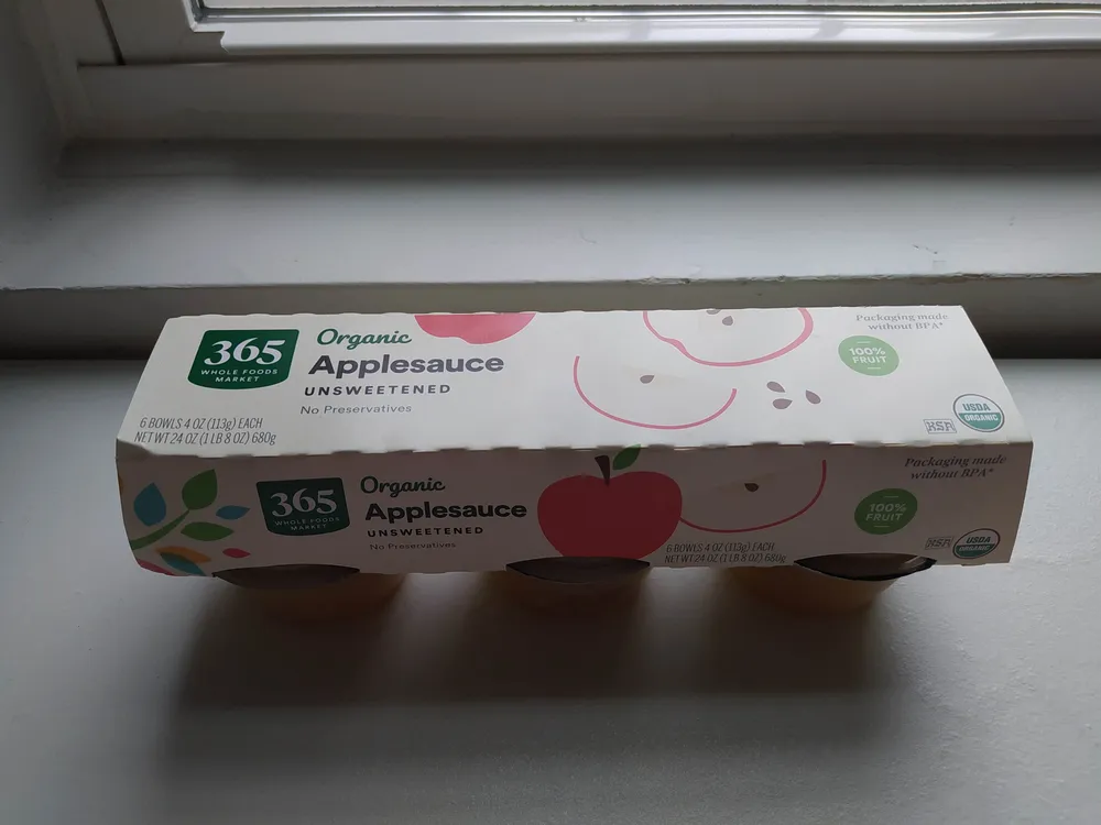 Organic unsweetened apple sauce, unsweetened apple