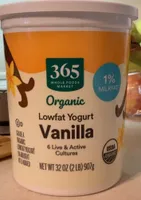 Organic Lowfat Yogurt Vanilla