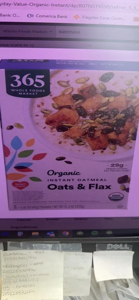 Organic Instant Oatmeal Oats & Flax