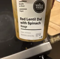 Red Lentil Dal with Spinach Soup