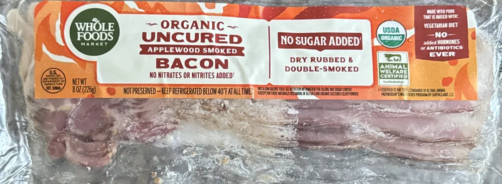 Organic Uncured Applewood Smoked Bacon