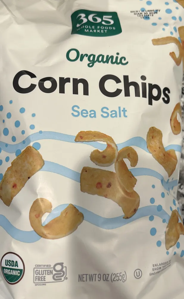 Organic sea salt, corn chips