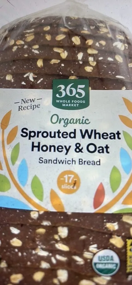 Organic Sprouted Wheat Honey & Oat Sandwich Bread
