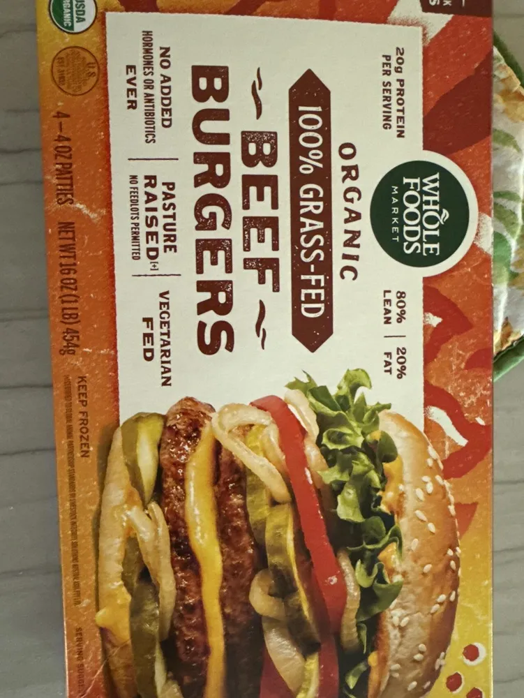 Organic 100% Grass-Fed Beef Burgers