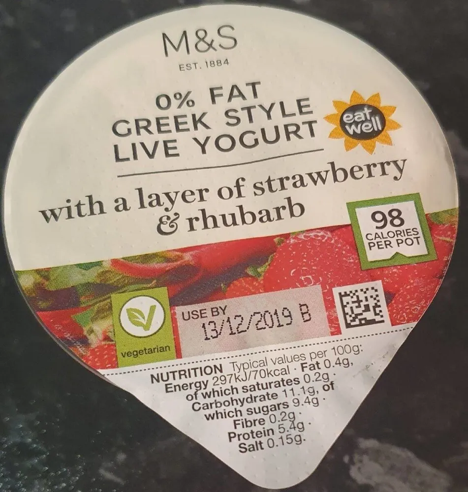 Greek Style Yogurt Layered with Strawberry & Rhubarb