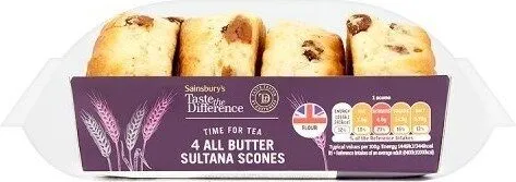 Taste the Difference 4 All Butter Sultana Scones