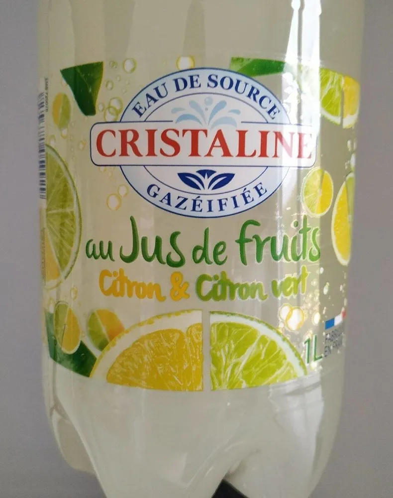 Eau de source gazéifiée au jus de citron et citron vert