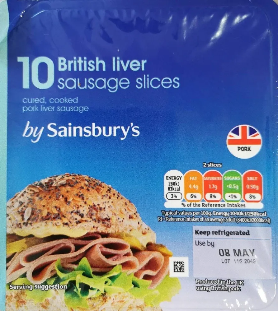 British liver sausages slices