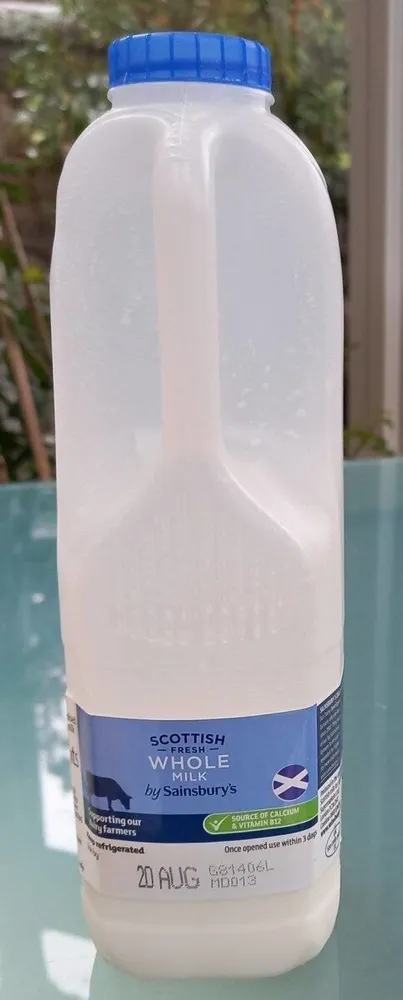 Scottish fresh whole milk