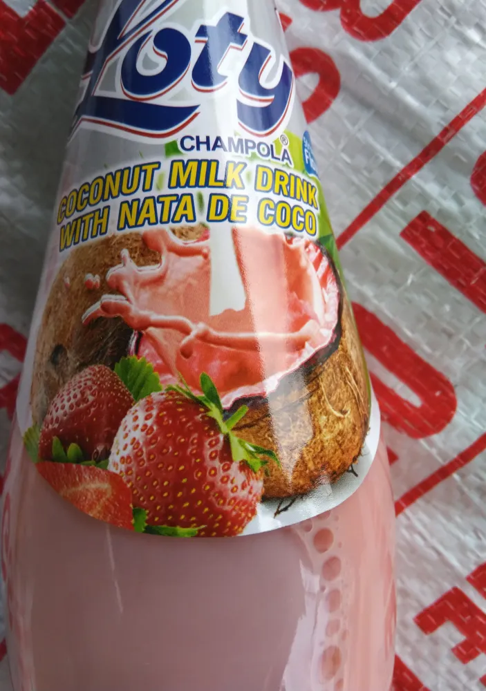 Coconut milk drink with nata de coco