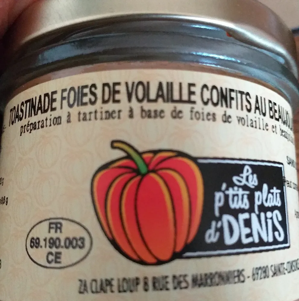 TOASTINADE FOIES DE VOLAILLE CONFITS AU BEAUJOLAIS BLANC