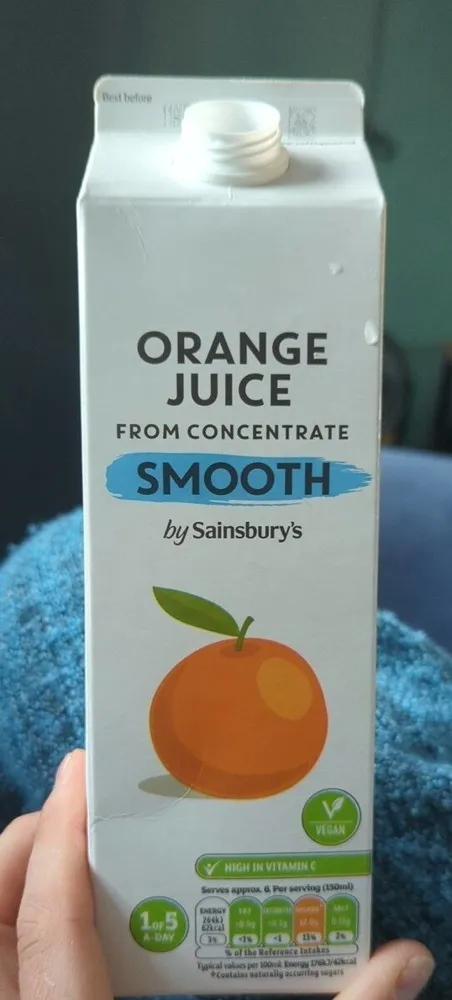 Orange juice from concentrate smooth