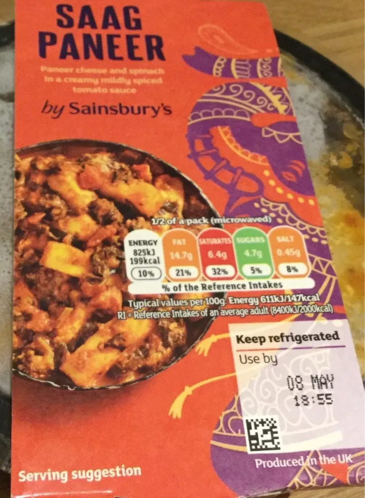 Sainsburys Saag Paneer