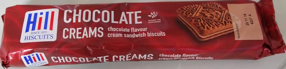 chocolate flavour cream sandwich biscuit