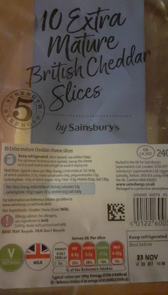 Extra Mature British Chedder Slices