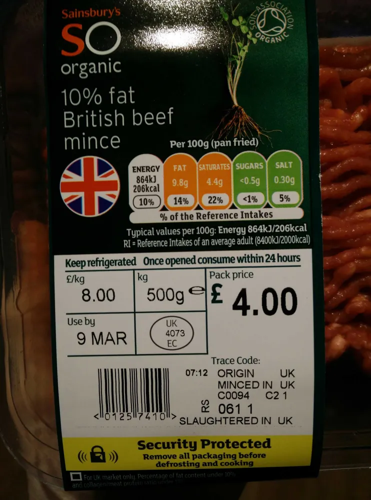 So Organic British Beef Lean Steak Mince