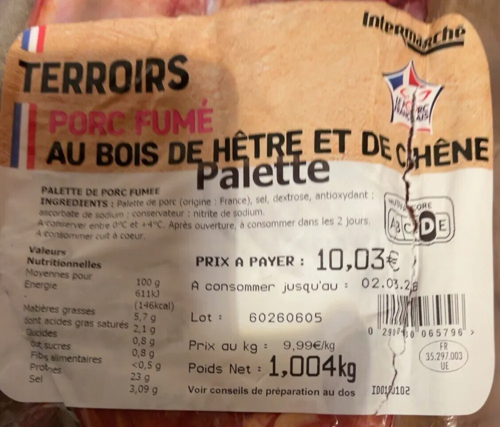 Palette porc fumé