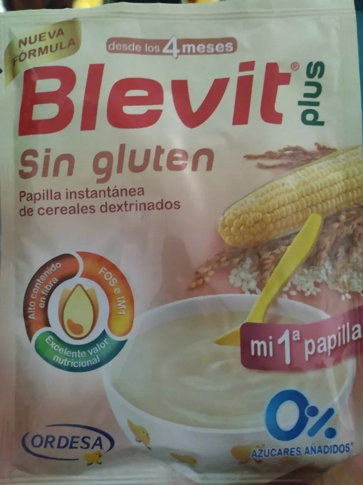 Papilla de cereales sin gluten