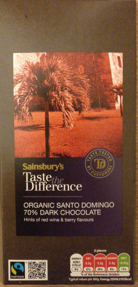 Organic Santo Domingo 70% Dark Chocolate