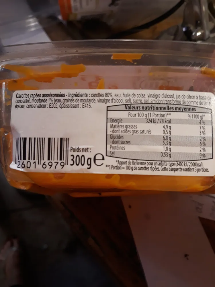 Carottes râpées assaisonnées