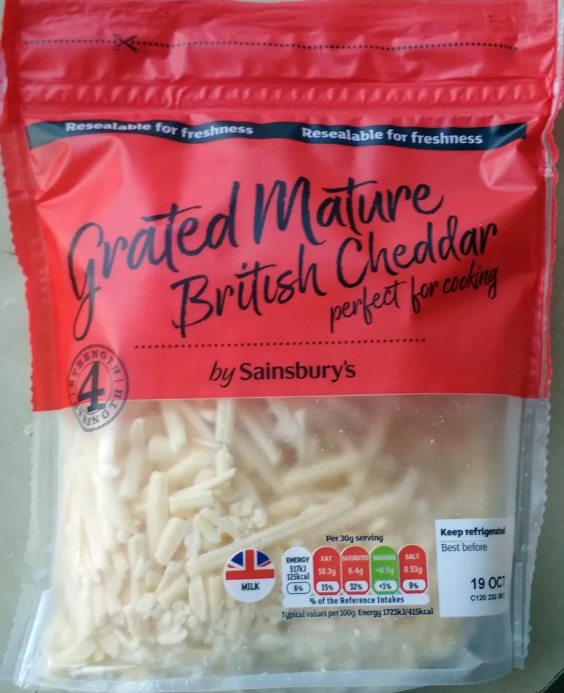 Grated mature British Cheddar