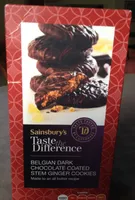 Belgian dark chocolate coated stem ginger cookies