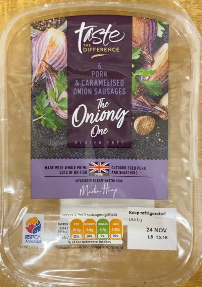 6 Outdoor Bred Pork & Caramelised Onion Sausages