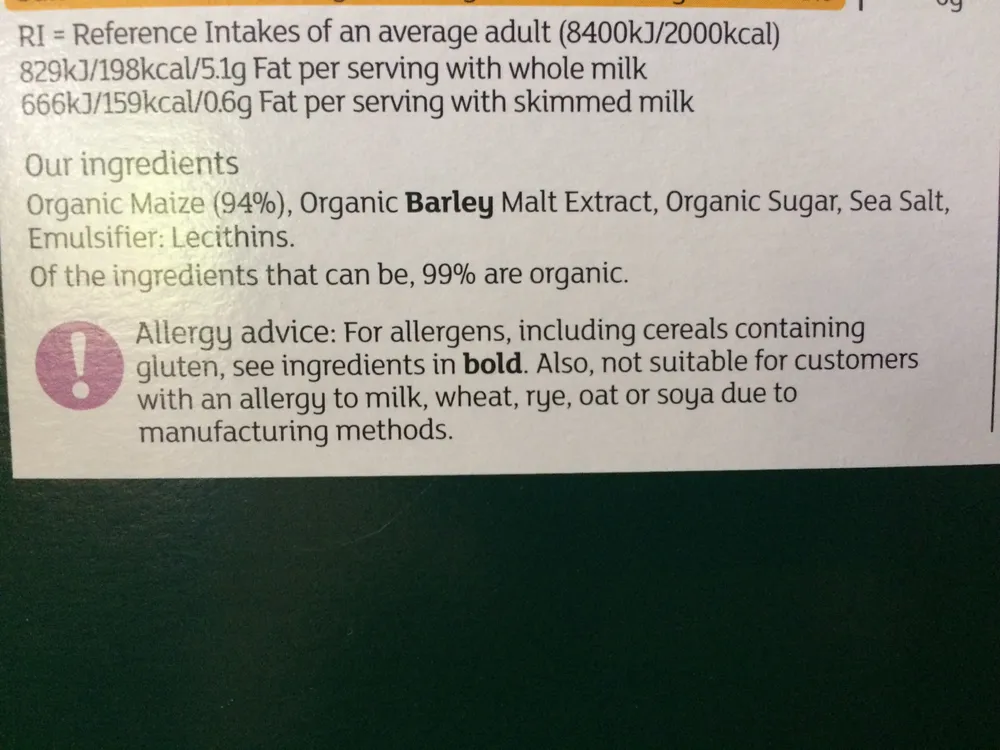Sainsbury's So Organic Corn Flakes