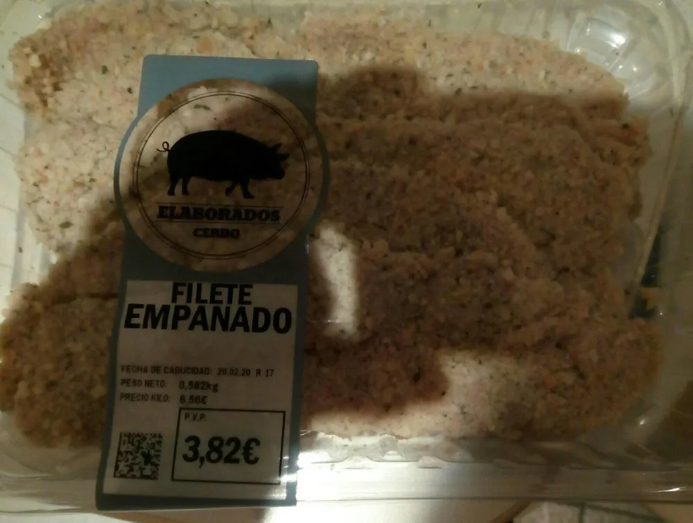 Filete empanado. Elaborados.Cerdo