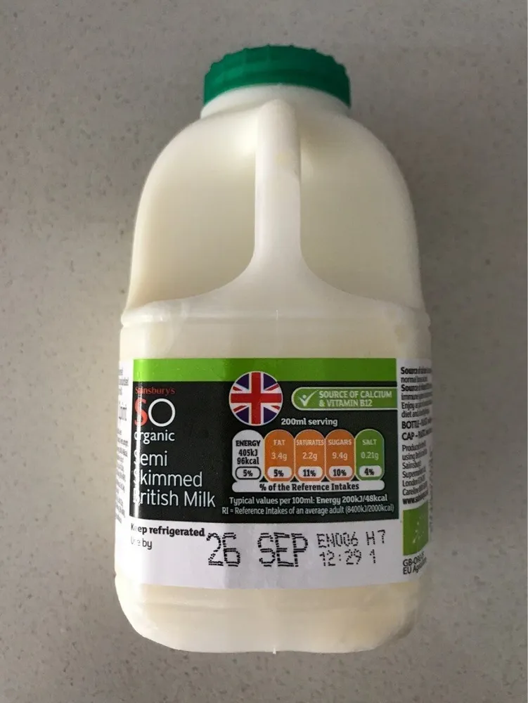 Organic Semi Skimmed milk