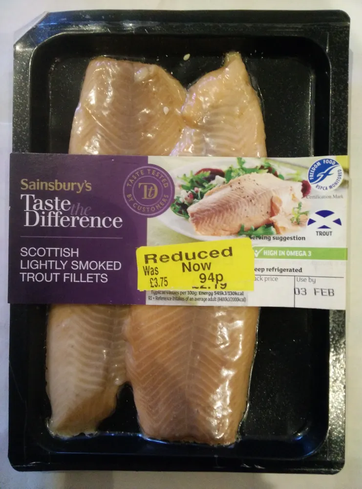 Scottish lightly smoked trout fillets