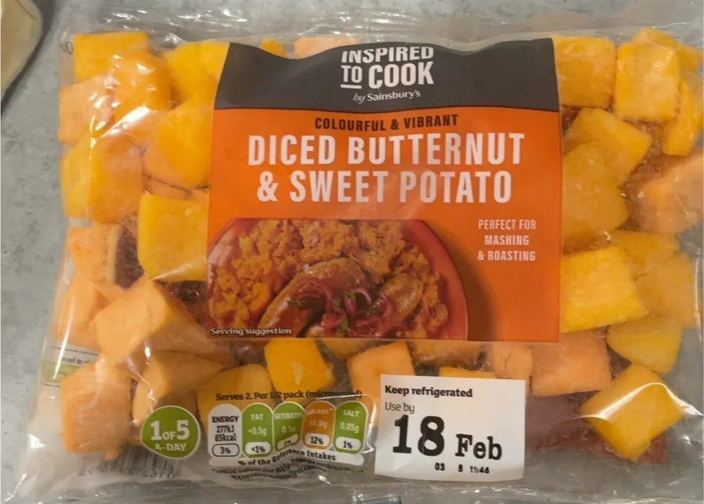 Diced butternut and sweet potato