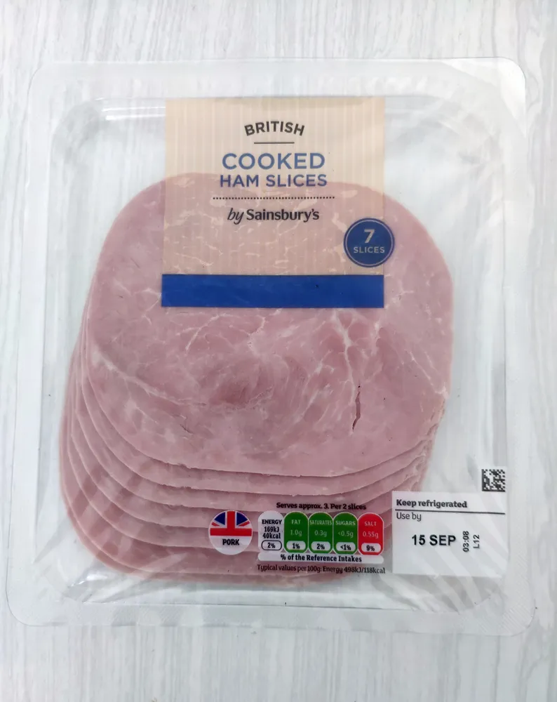 Cooked ham slices