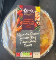 Marinated chicken & king prawn paella