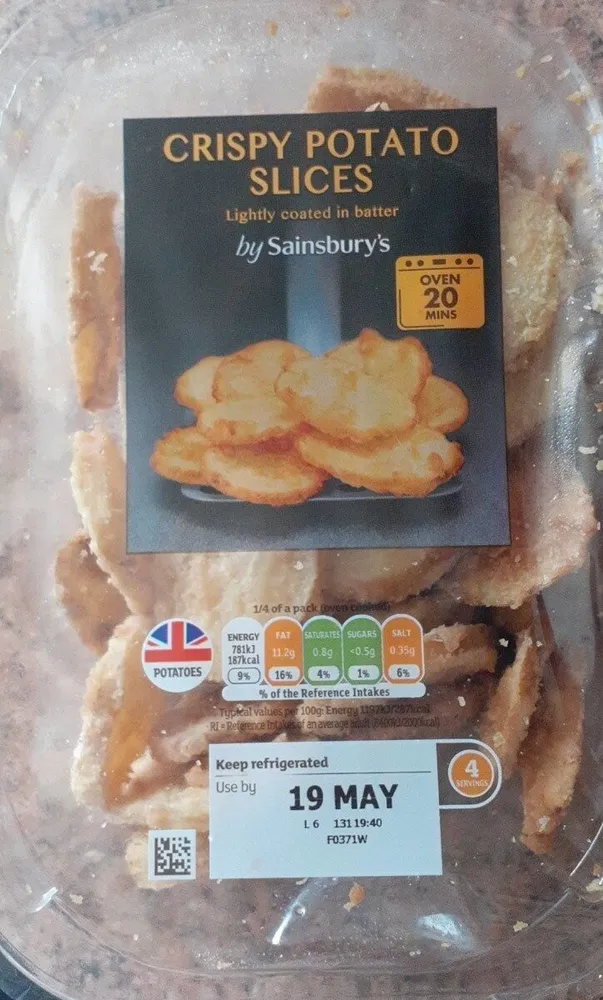 Potato slices in a light crispy batter