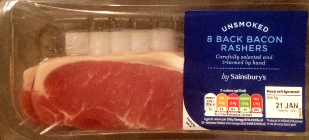 unsmoked - 8 back bacon rashers