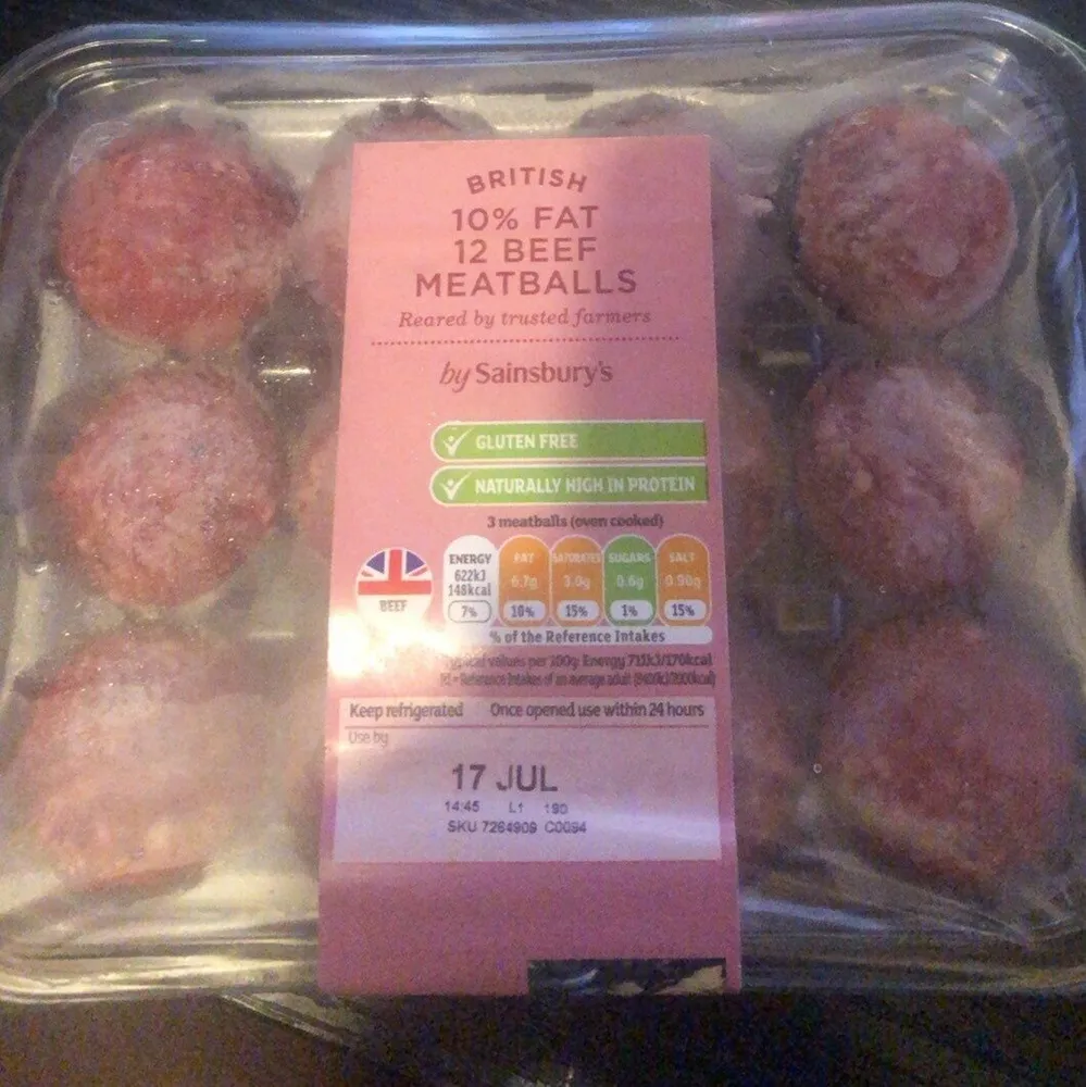 British 10% Fat 12 Beef Meatballs