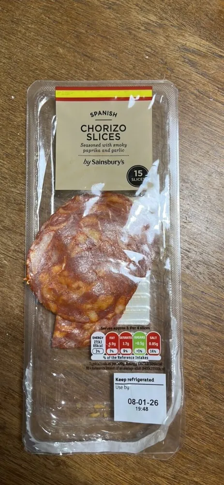 Spanish chorizo slices