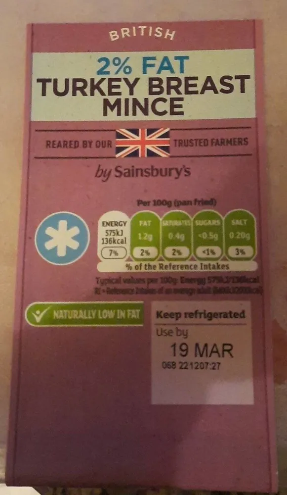 British fresh class A minced turkey breast