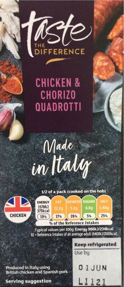 Chicken & Chorizo Quadrotti