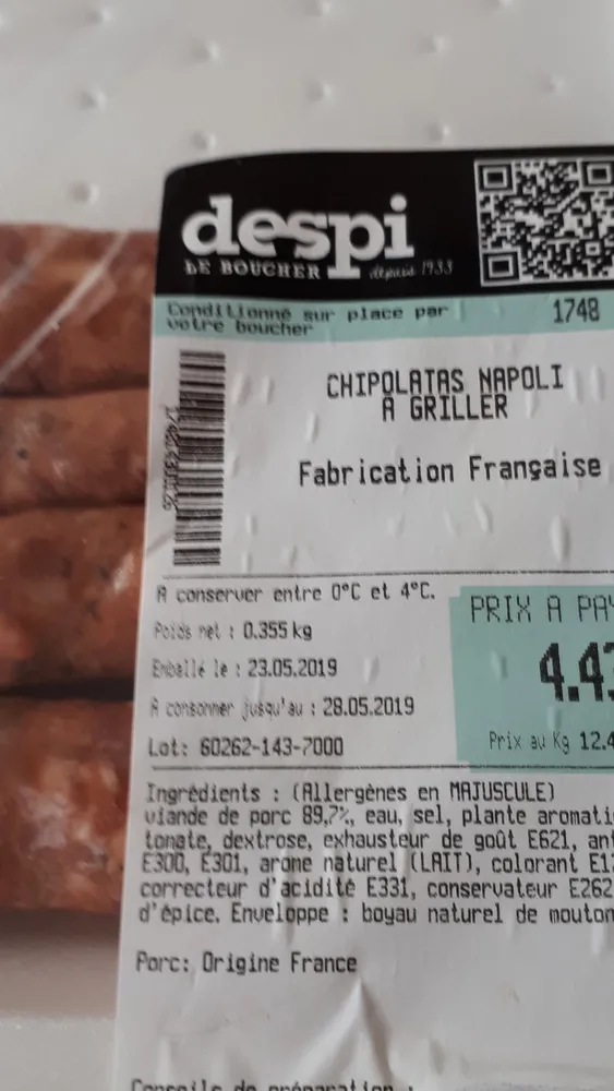 chipolatas Napoli à griller